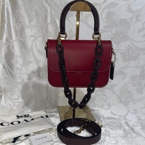 Coach Top Handle Rogue two tone Leather Top-Handle Satchel leather Chain Strap